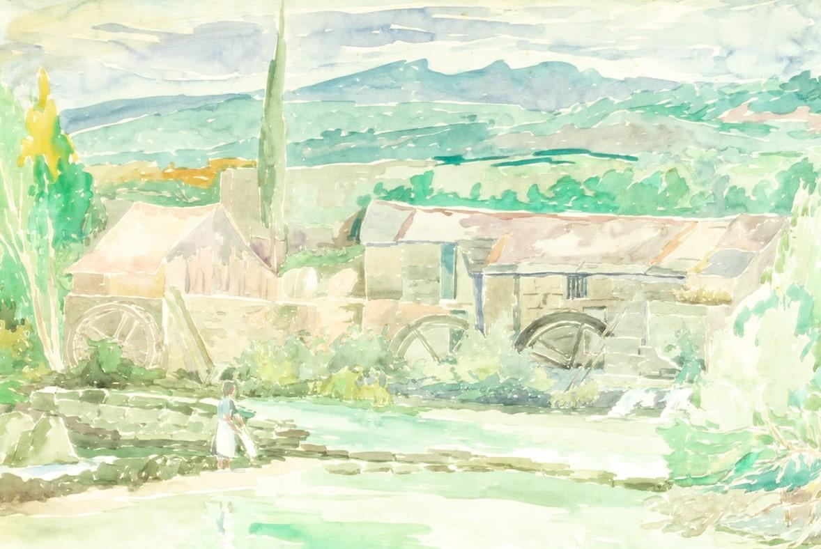 Paper Watercolor Painting By José Rodrigues, 1962 For Sale