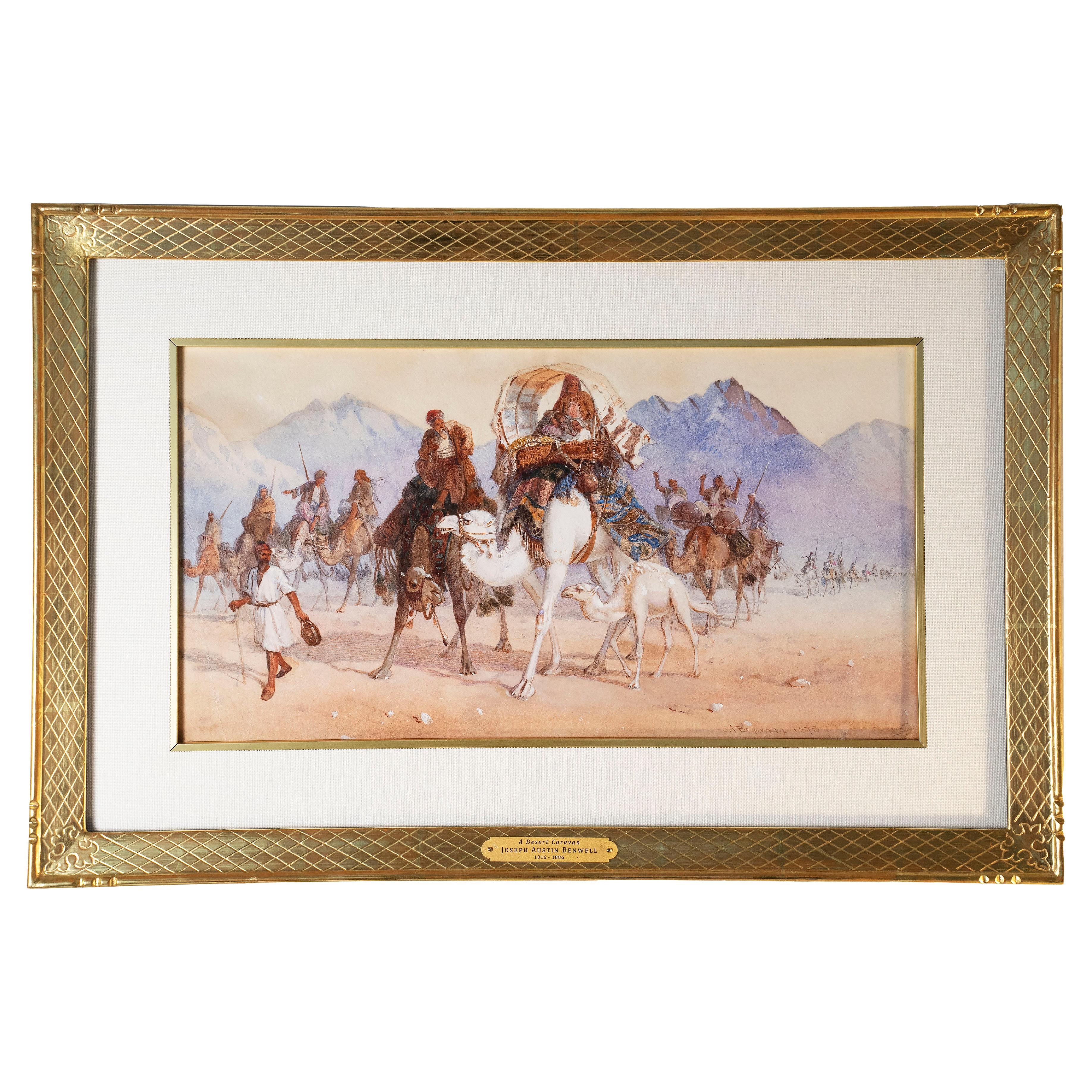 Orientalist Watercolor Painting by Joseph Austin Benwell (1816-1886) For Sale