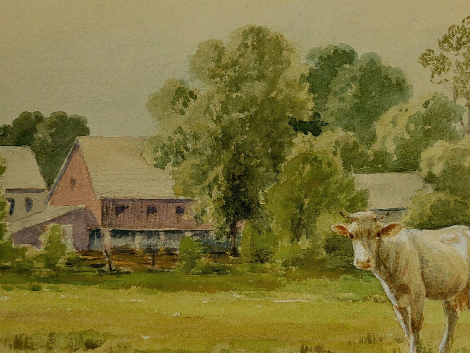 American Colonial Watercolor Painting by Thomas Bigelow Craig Watercolor, Cows