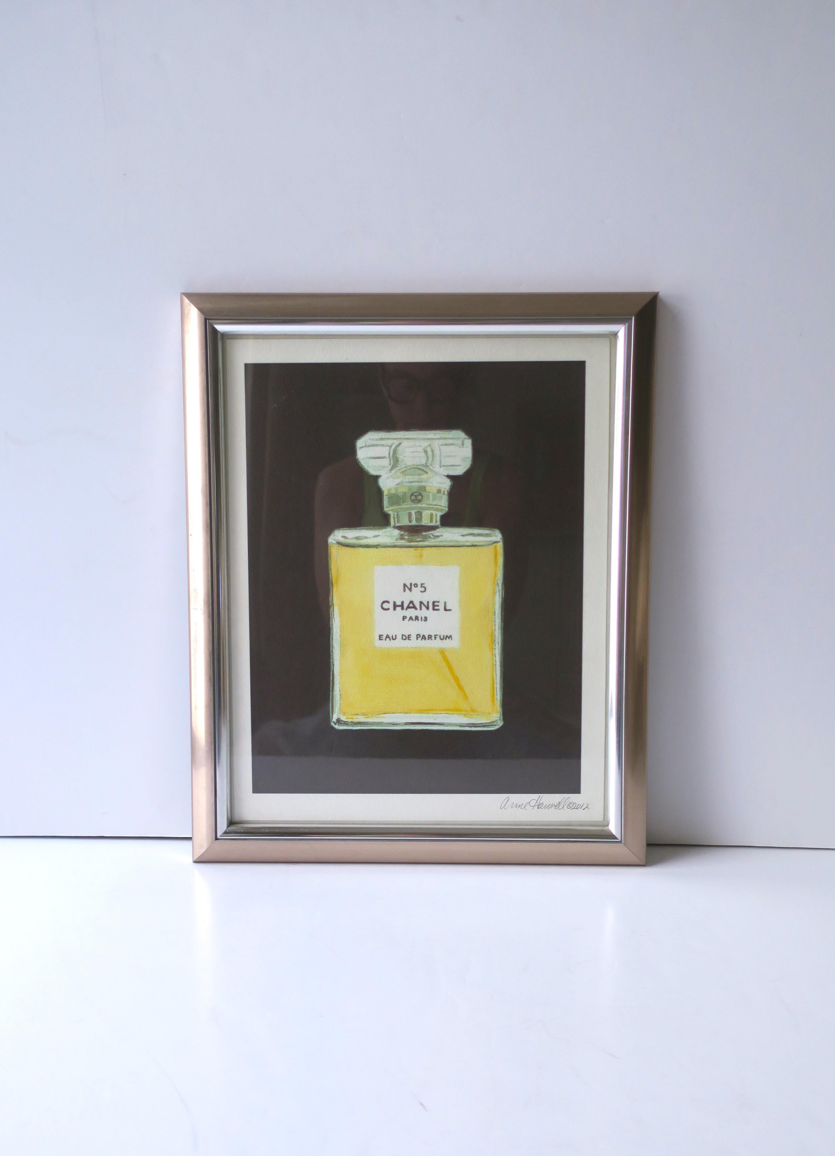 Un bellissimo acquerello dell'iconica bottiglia di profumo Chanel No. 5, firmato dall'artista, 2012, New York, USA. Un bellissimo e ben fatto acquerello dell'iconico flacone del parfum Chanel No. 5, firmato dall'artista in basso a destra e datato