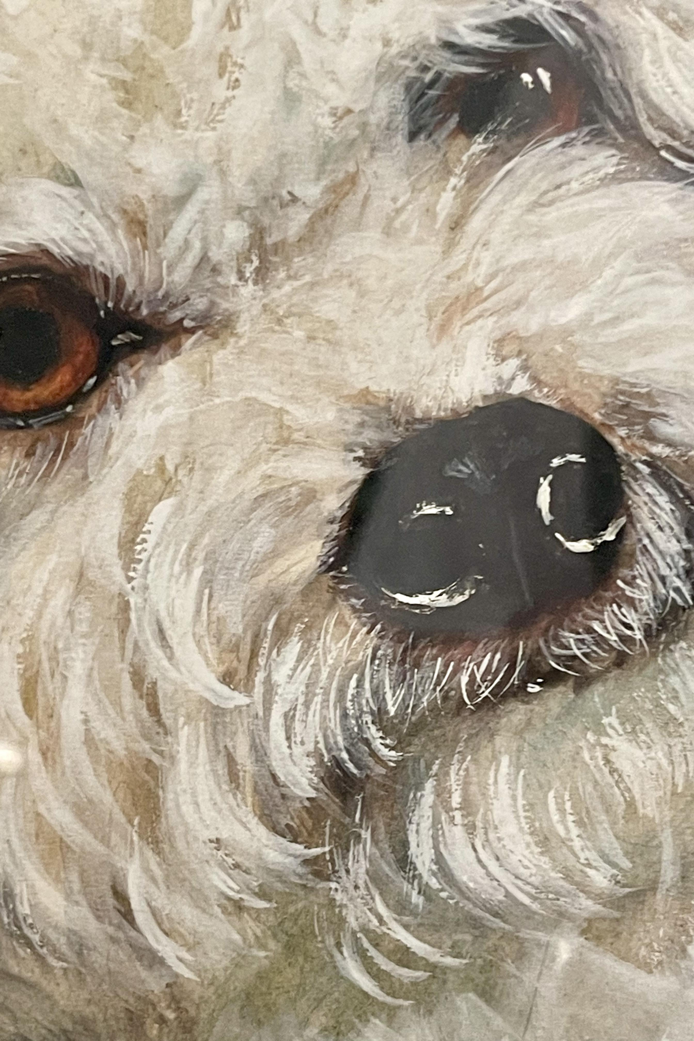 Watercolor painting depicting a poodle dog, cherry wood frame, England 1930s. For Sale 4