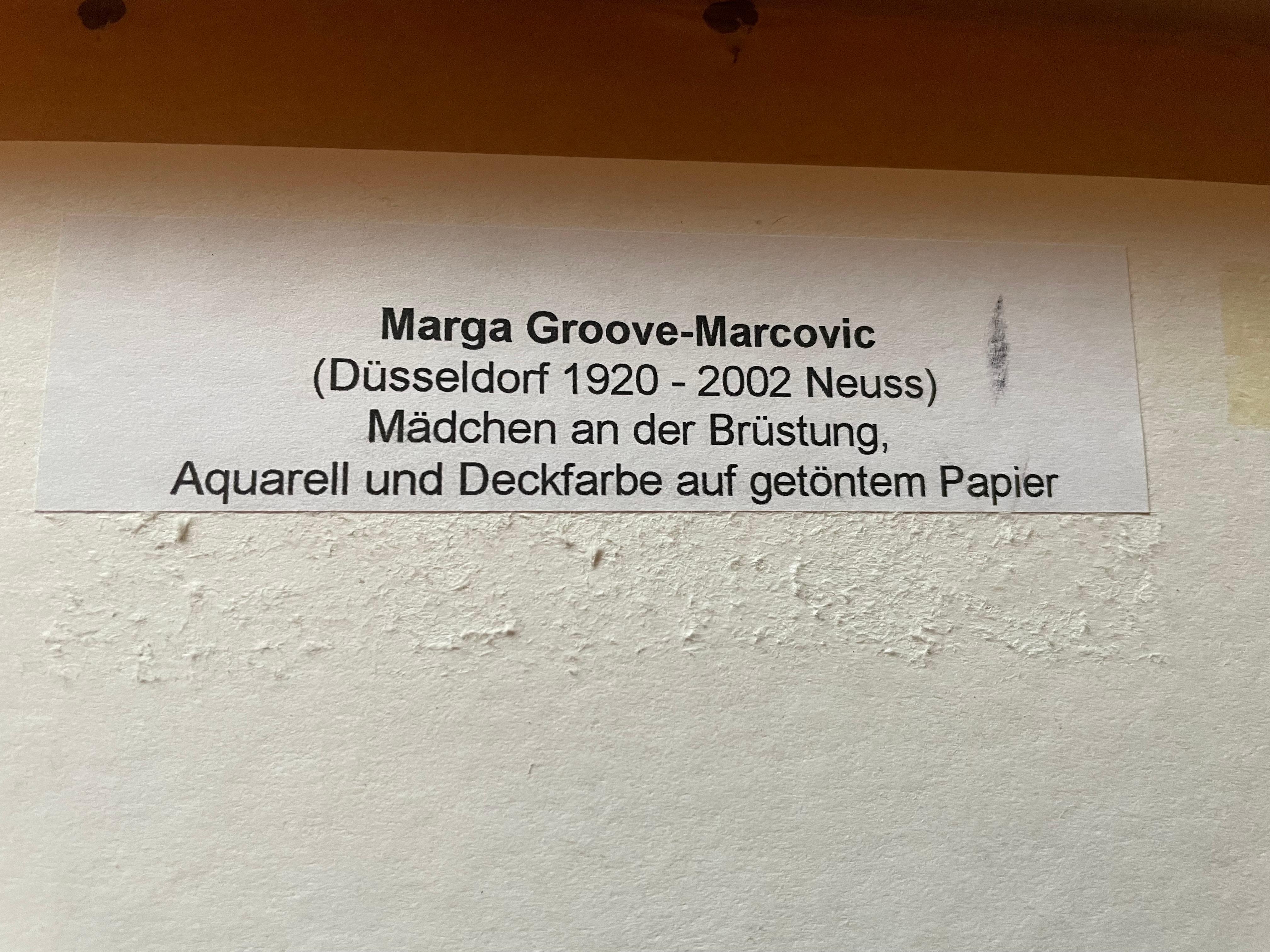 Aquarellmalerei  „Mädchen an der Balustrade“ von Marga Goove-Marcovic. Deutschland im Angebot 5