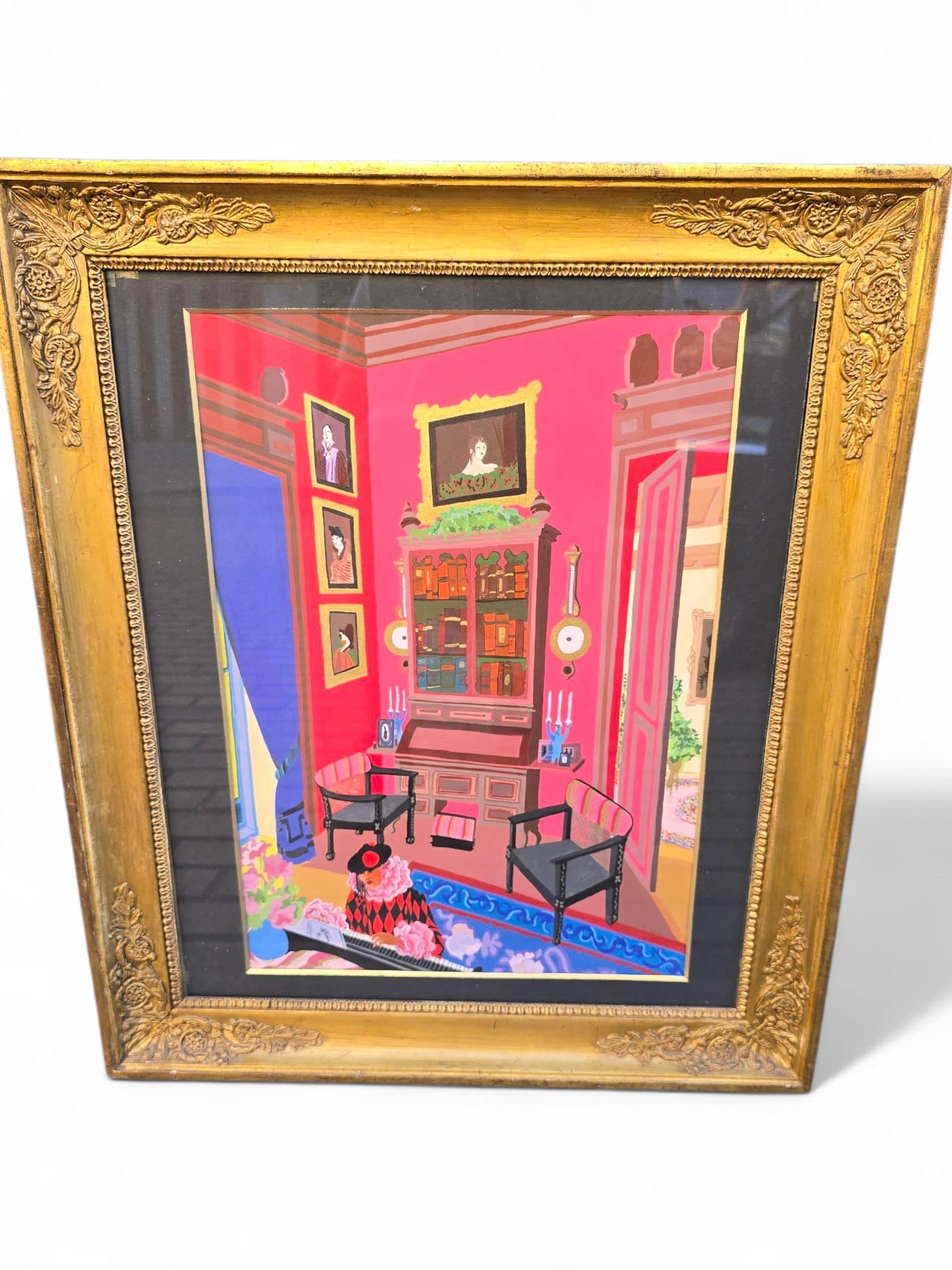 Aquarell eines Clowns, der Klavier spielt, signiert A. Tilman, 1980 im Angebot 4