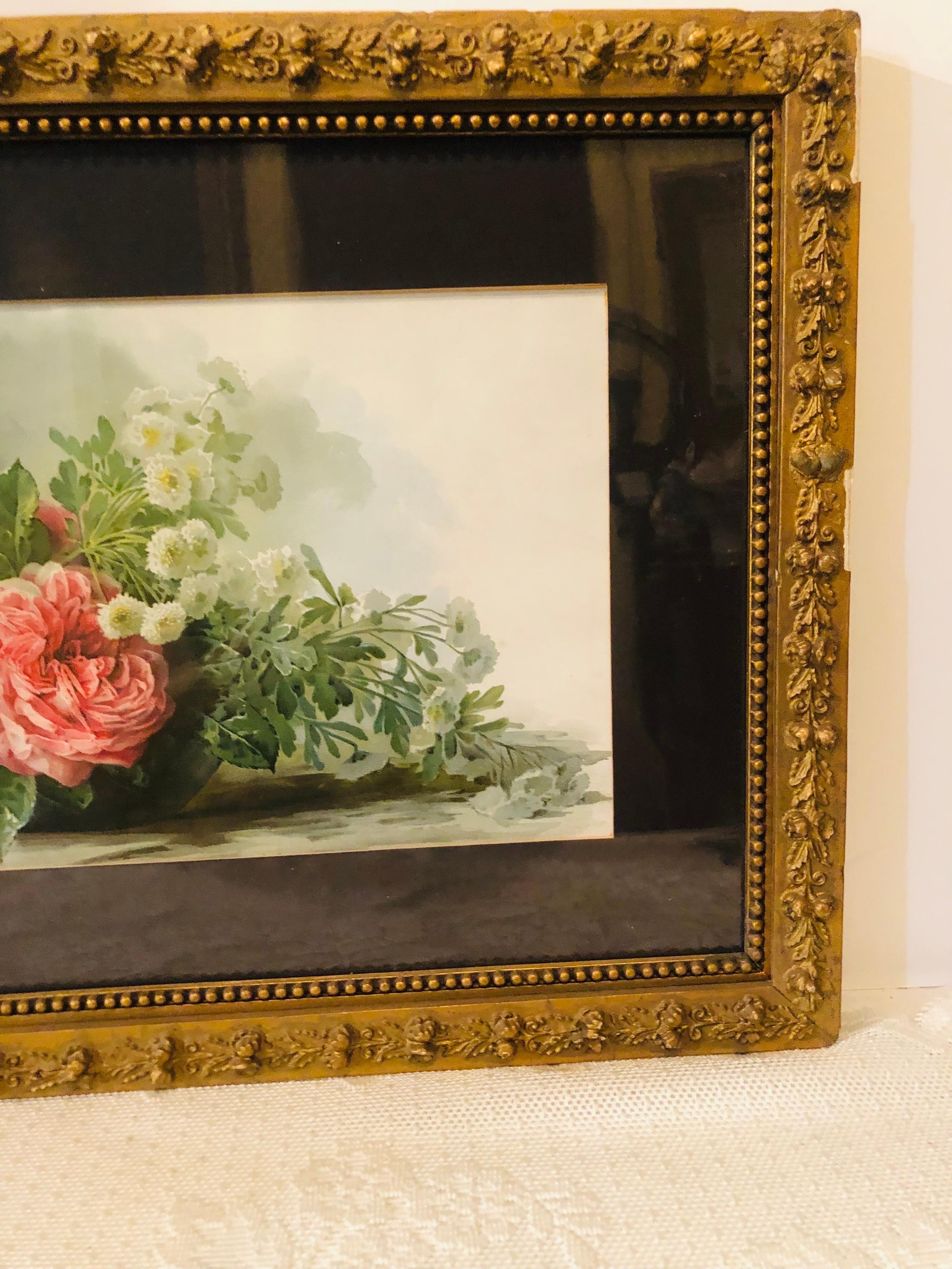 Acuarela Pintura de Flores Artista Firmado Paul de Longpre', Artista Francés en venta 5