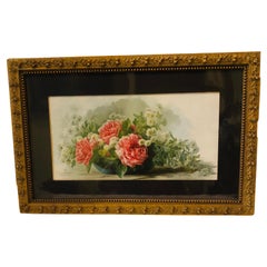 Acuarela Pintura de Flores Artista Firmado Paul de Longpre', Artista Francés
