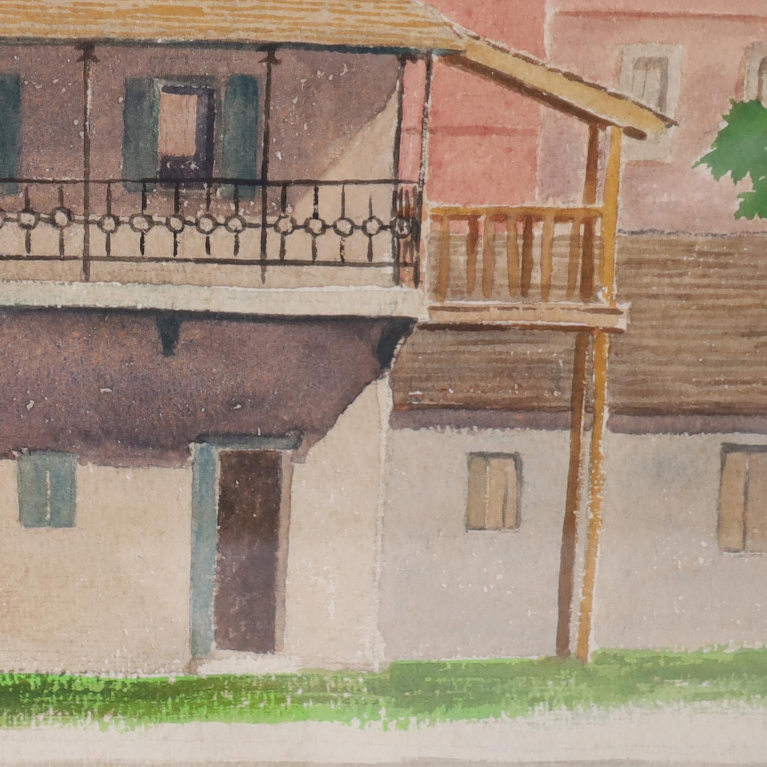Watercolor Painting of Tropical Architecture in the Bahamas 1
