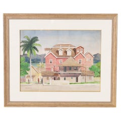 Watercolour Painting of Tropical Architecture in the Bahamas