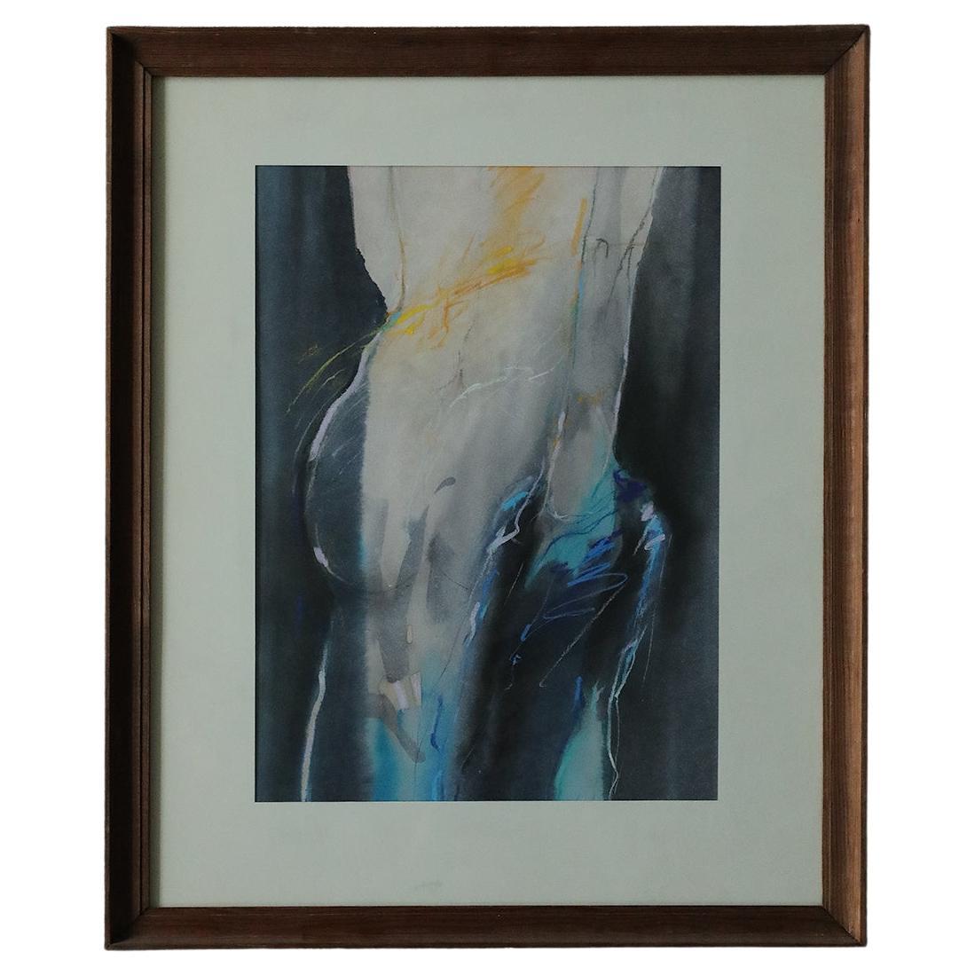 Watercolor, Pastel by Antoni Karwowski, Nude, Framed, 1992 For Sale