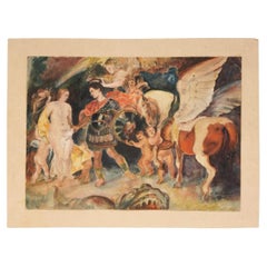 Watercolor "Perseus And Andromeda", Russia By Bazhanov Yuri, 1944