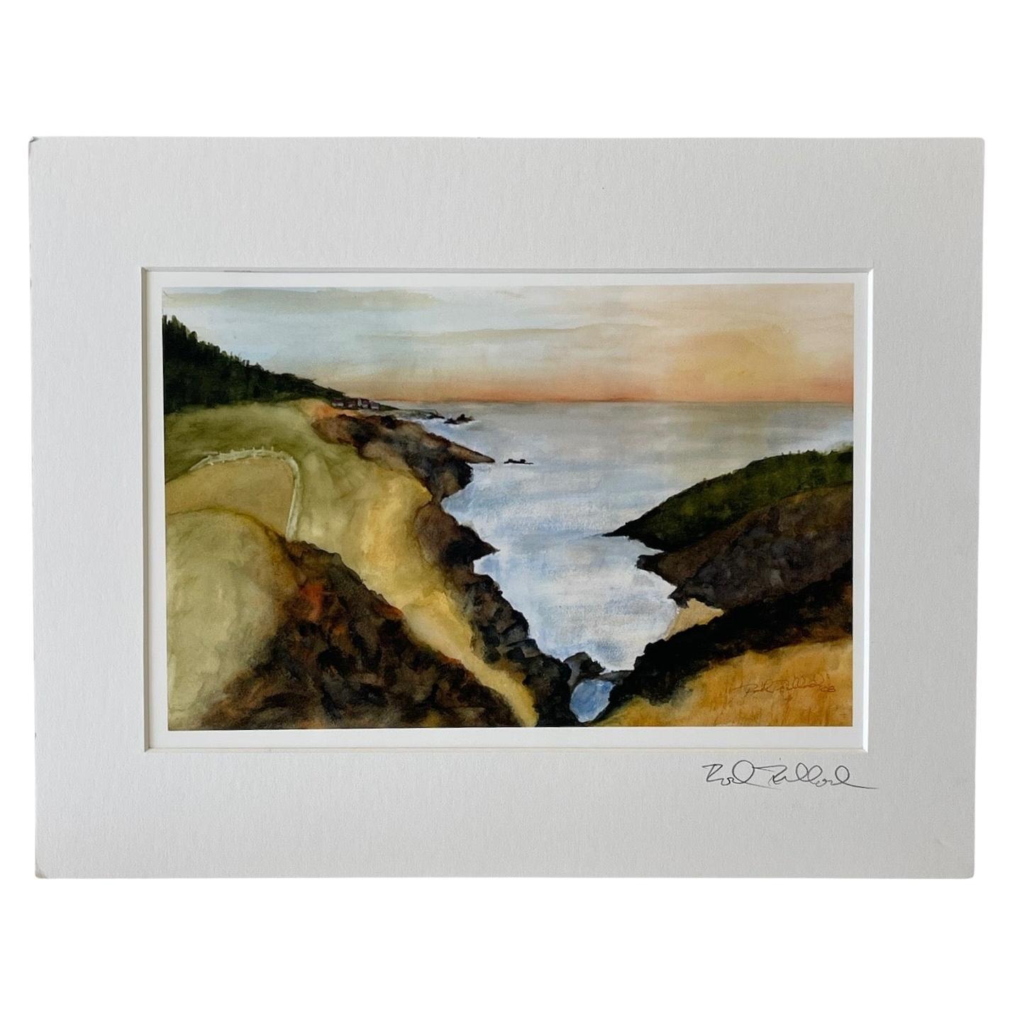 Aquarelldruck Küstenlandschaft "Nördlich von Manzanita" - Signiert im Angebot
