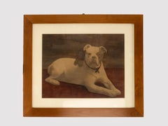 Watercolor print depicting an English Bulldog, England 1910.