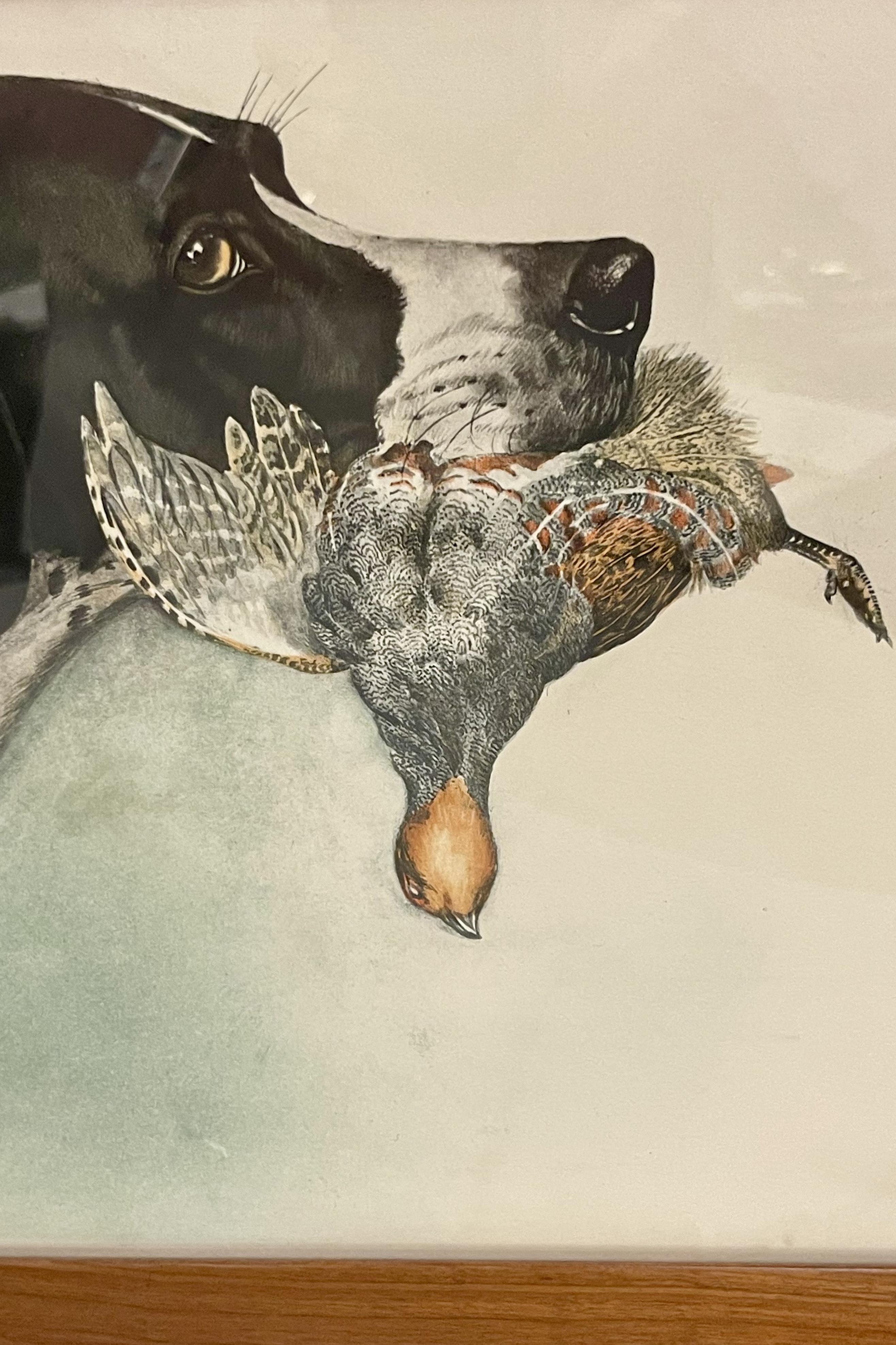 Grabado que representa la cabeza de un perro Pointer con un faisán, EE.UU. hacia 1920. Madera en venta