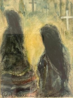 Aquarelle "Setesdalkvinder" - Art Moderniste - Axel Svendsen 1950s