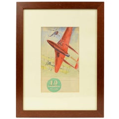 Vintage Watercolor Aviation Sketch of a Poster for Gran Premio Milan 19th September 1948