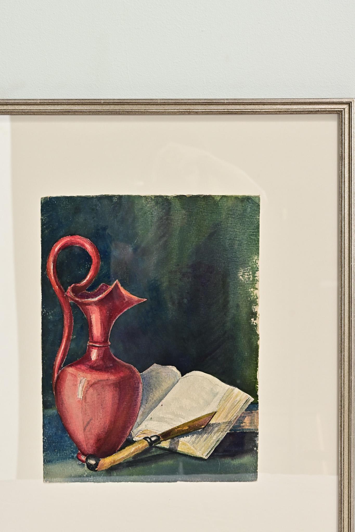 French Watercolor Still Life, Framed For Sale