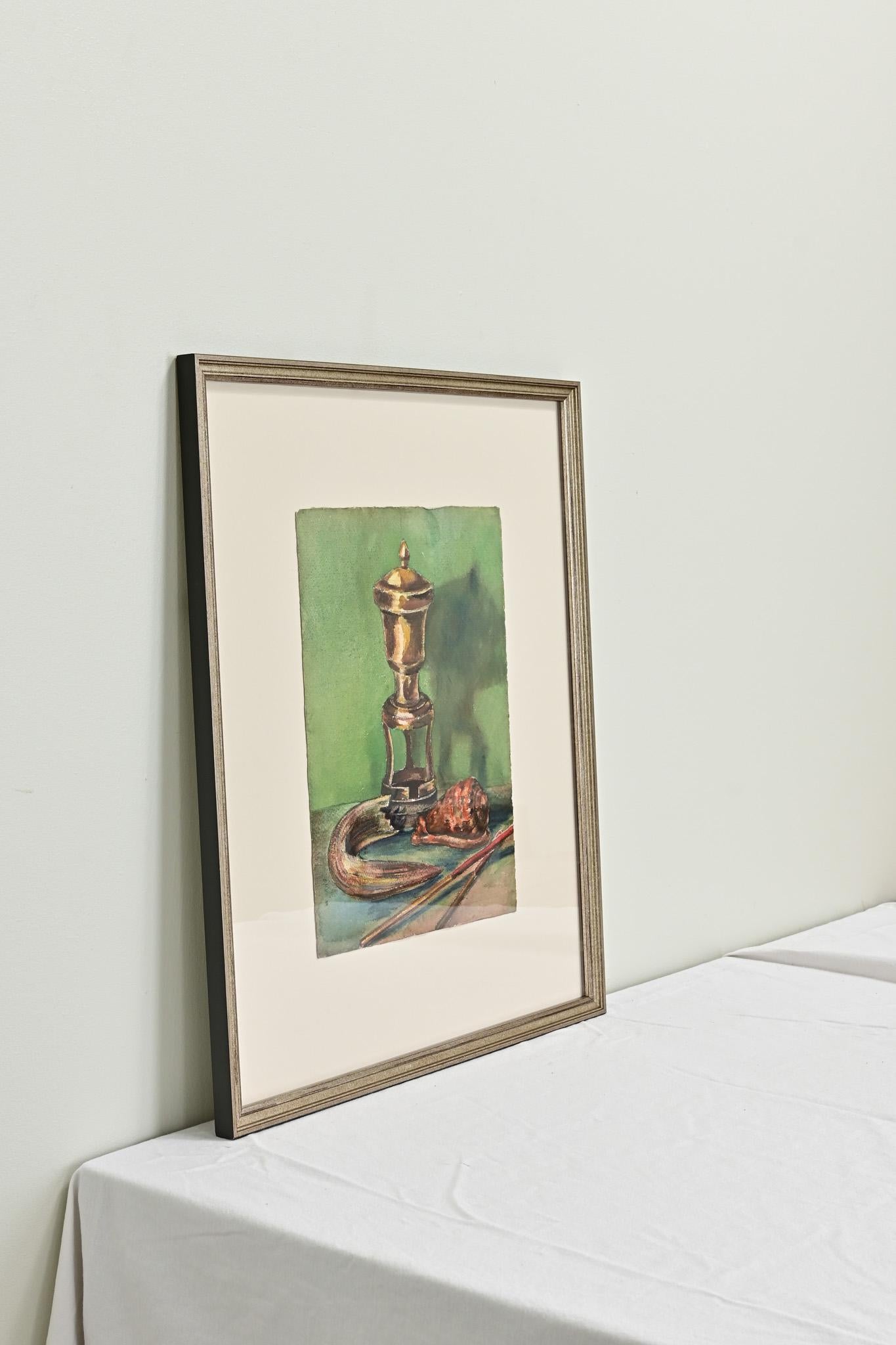 French Watercolor Still Life, Framed For Sale