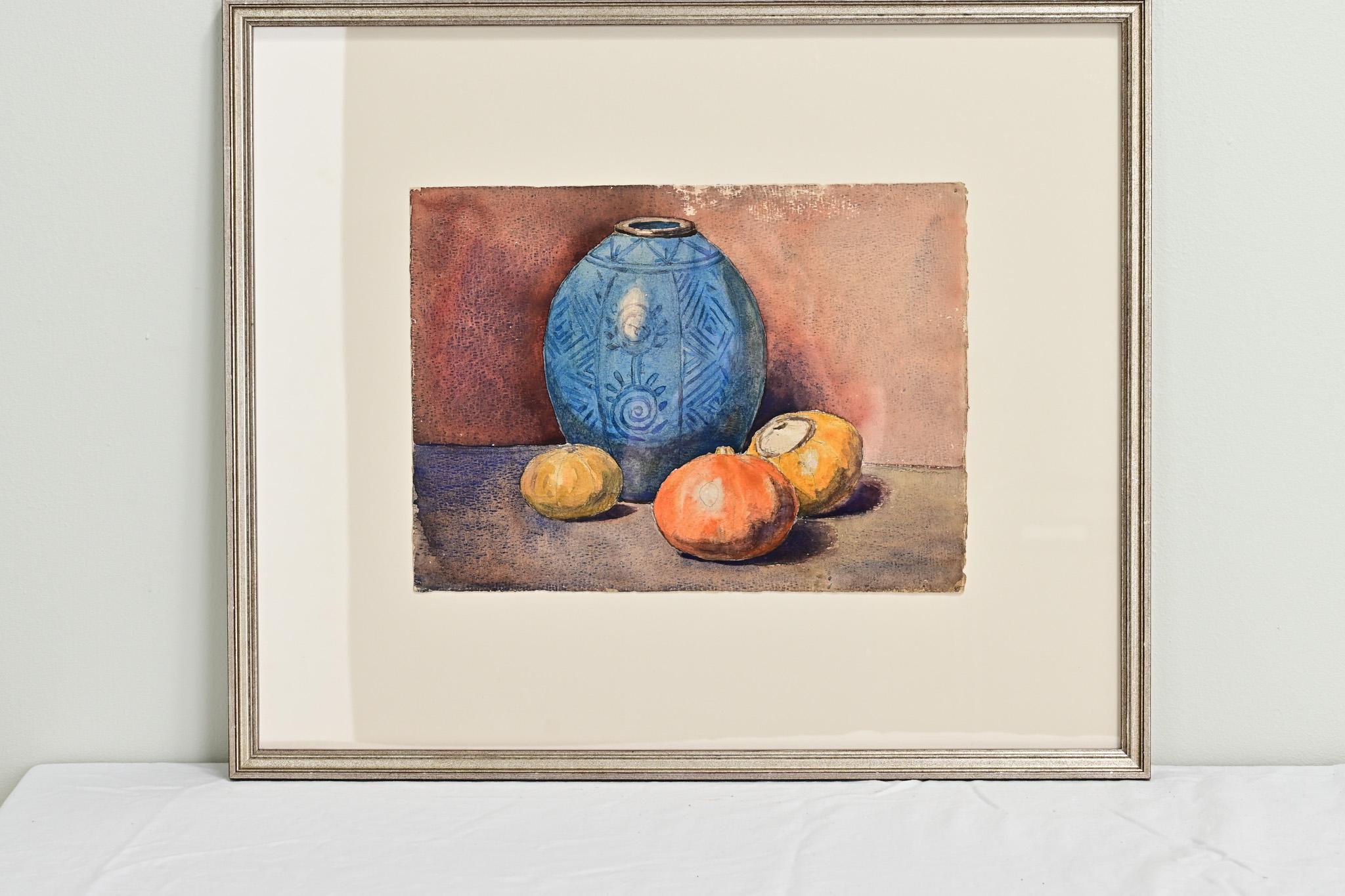 Watercolor Still Life, Framed In Good Condition For Sale In Baton Rouge, LA
