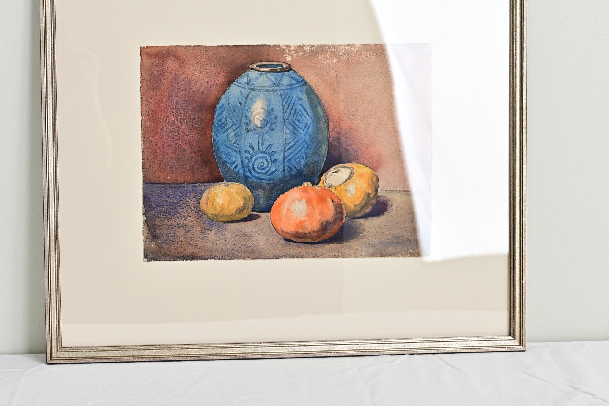 Contemporary Watercolor Still Life, Framed For Sale