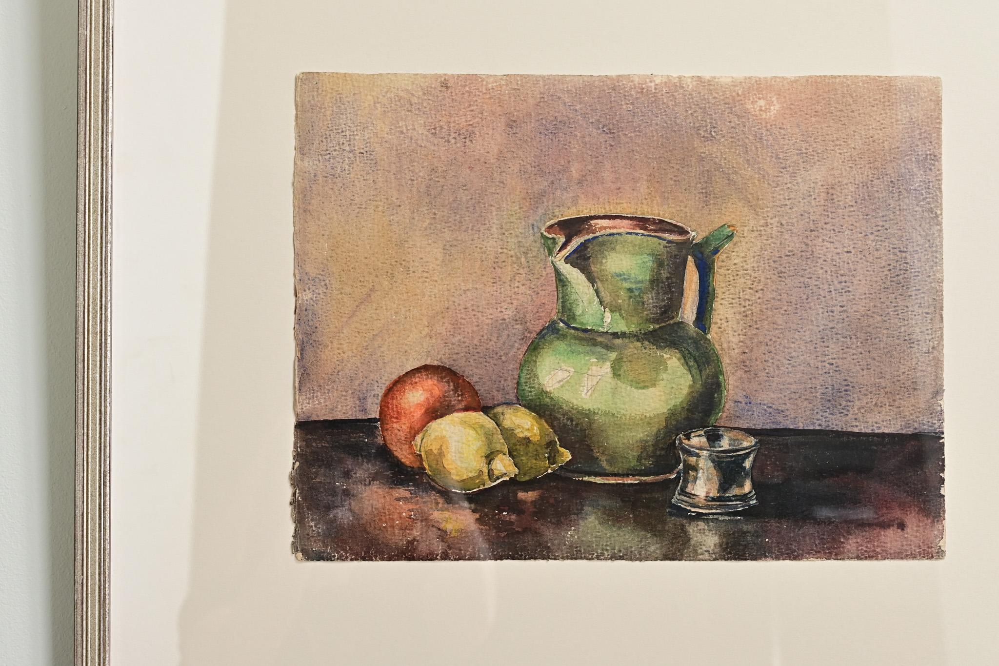 Metal Watercolor Still Life, Framed