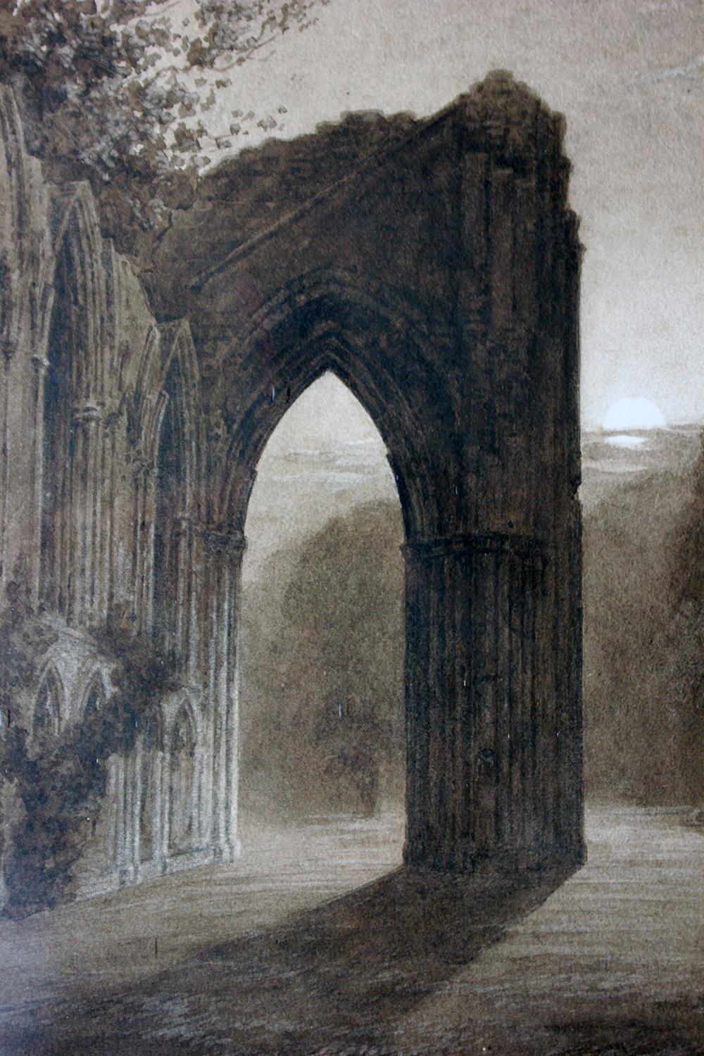Watercolor Study of a Gothic Ruined Abbey, circa 1900 6