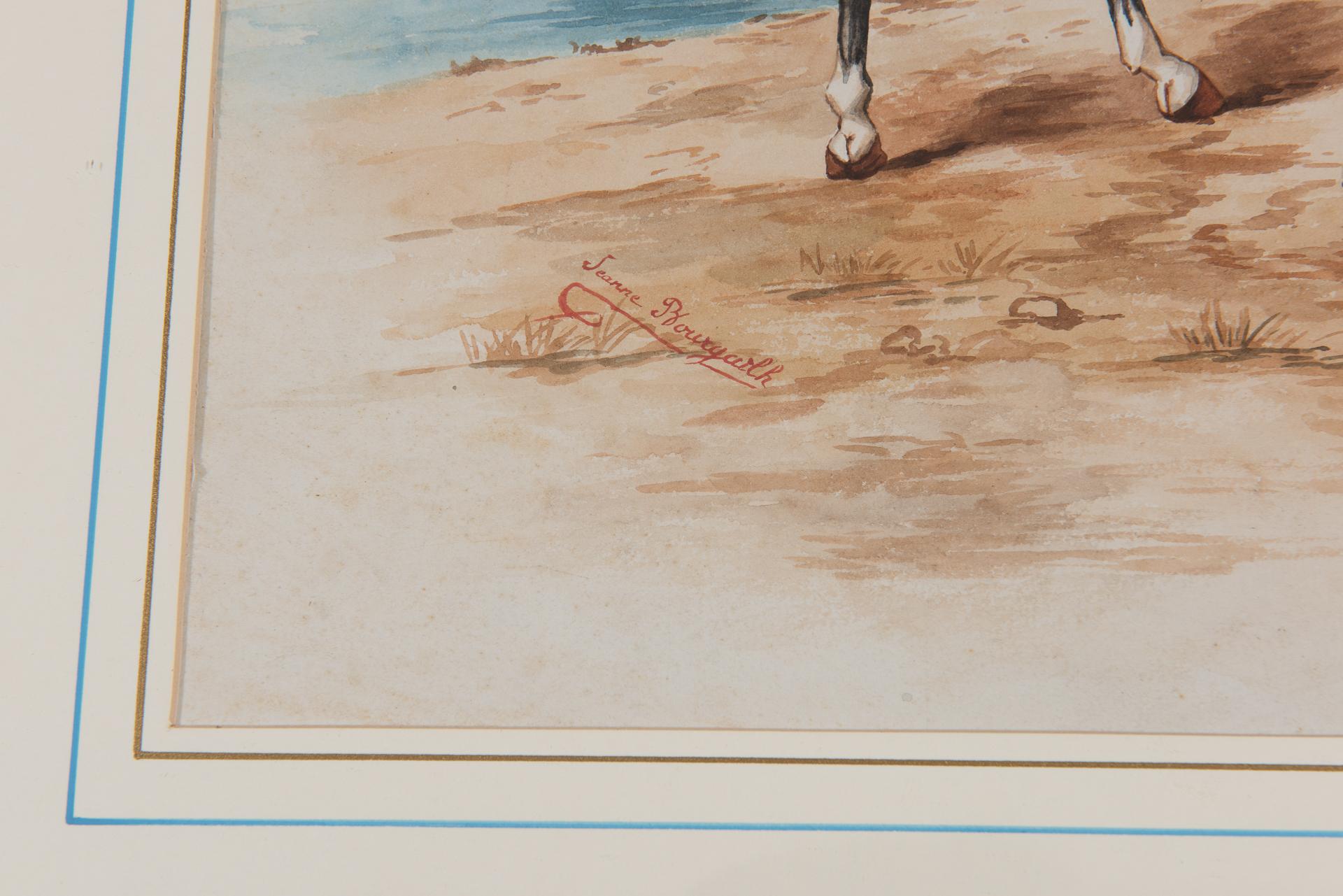 French Watercolors of Knights Hunting For Sale