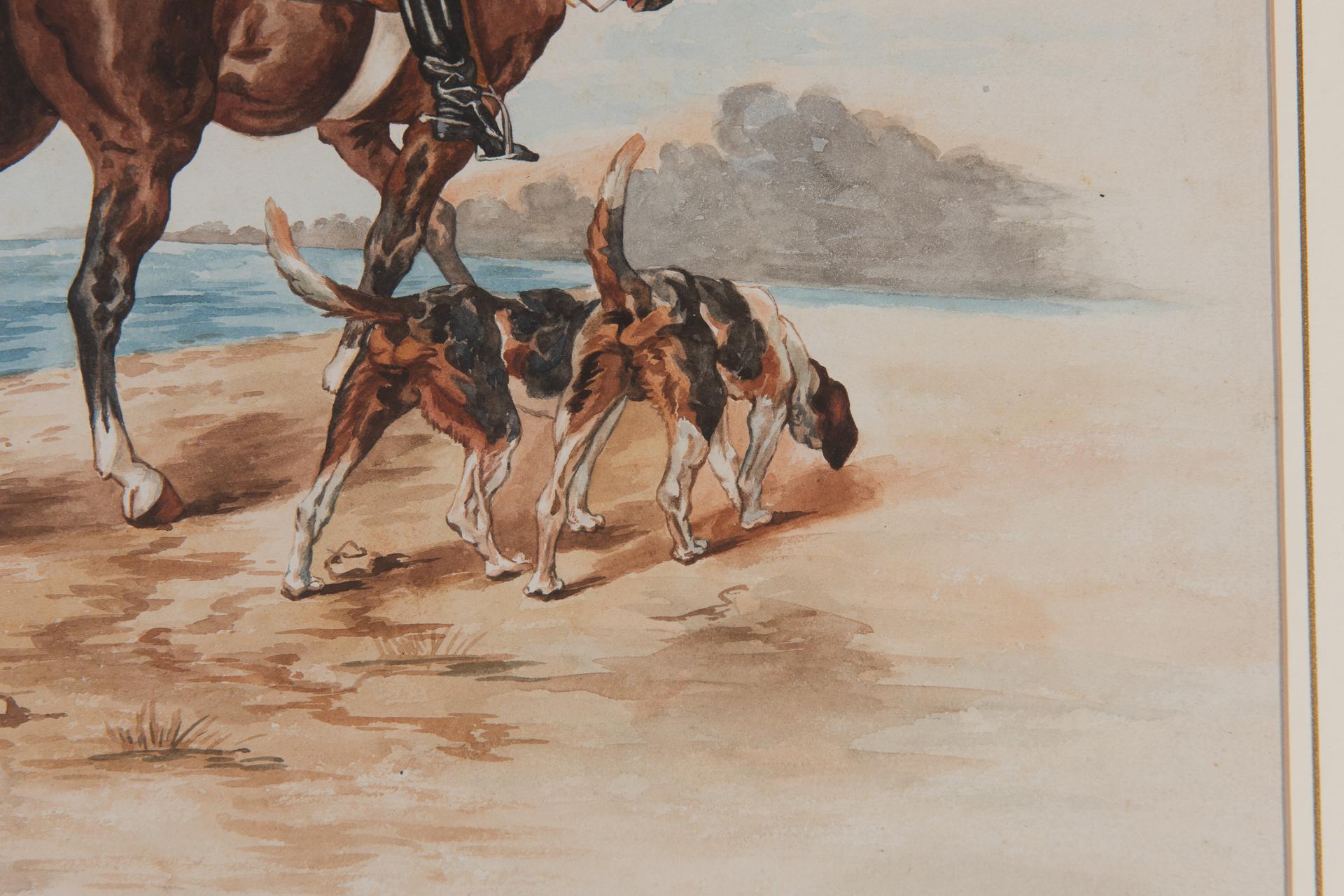 Hand-Painted Watercolors of Knights Hunting For Sale