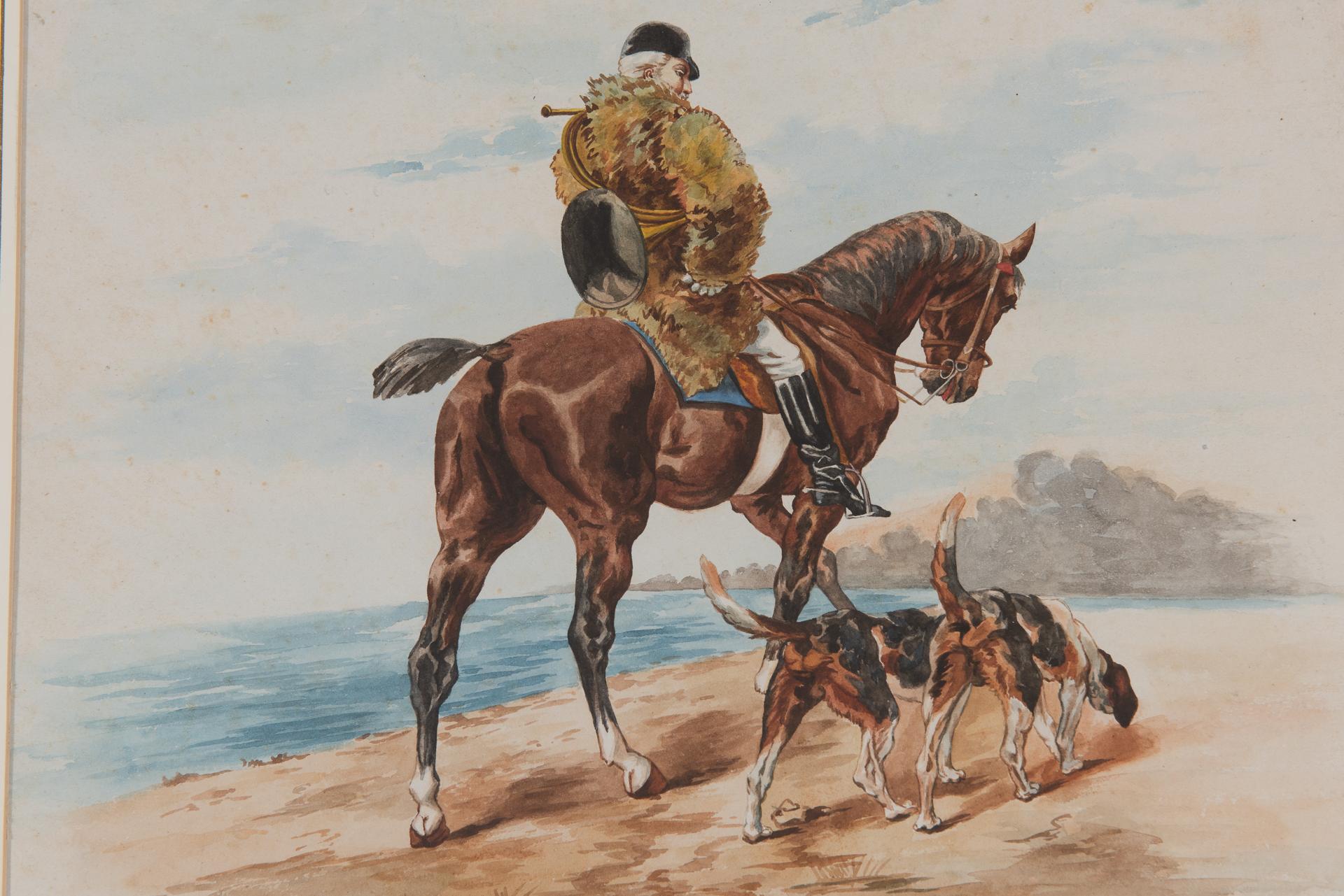 Watercolors of Knights Hunting In Excellent Condition For Sale In Alessandria, Piemonte