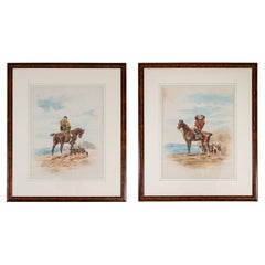Acquerelli di caccia ai cavalieri