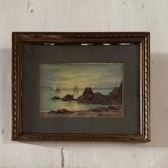 Watercolors on Paper Depicting Rocky Coastlines, 20th Century, by L. Roger