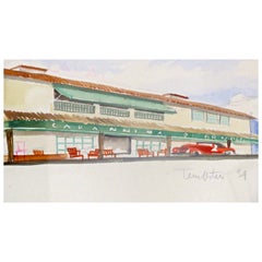 Used Watercolors on Paper "LA CAPANNINA AL FORTE DEI MARMI" Maurizio Tempestini 1939