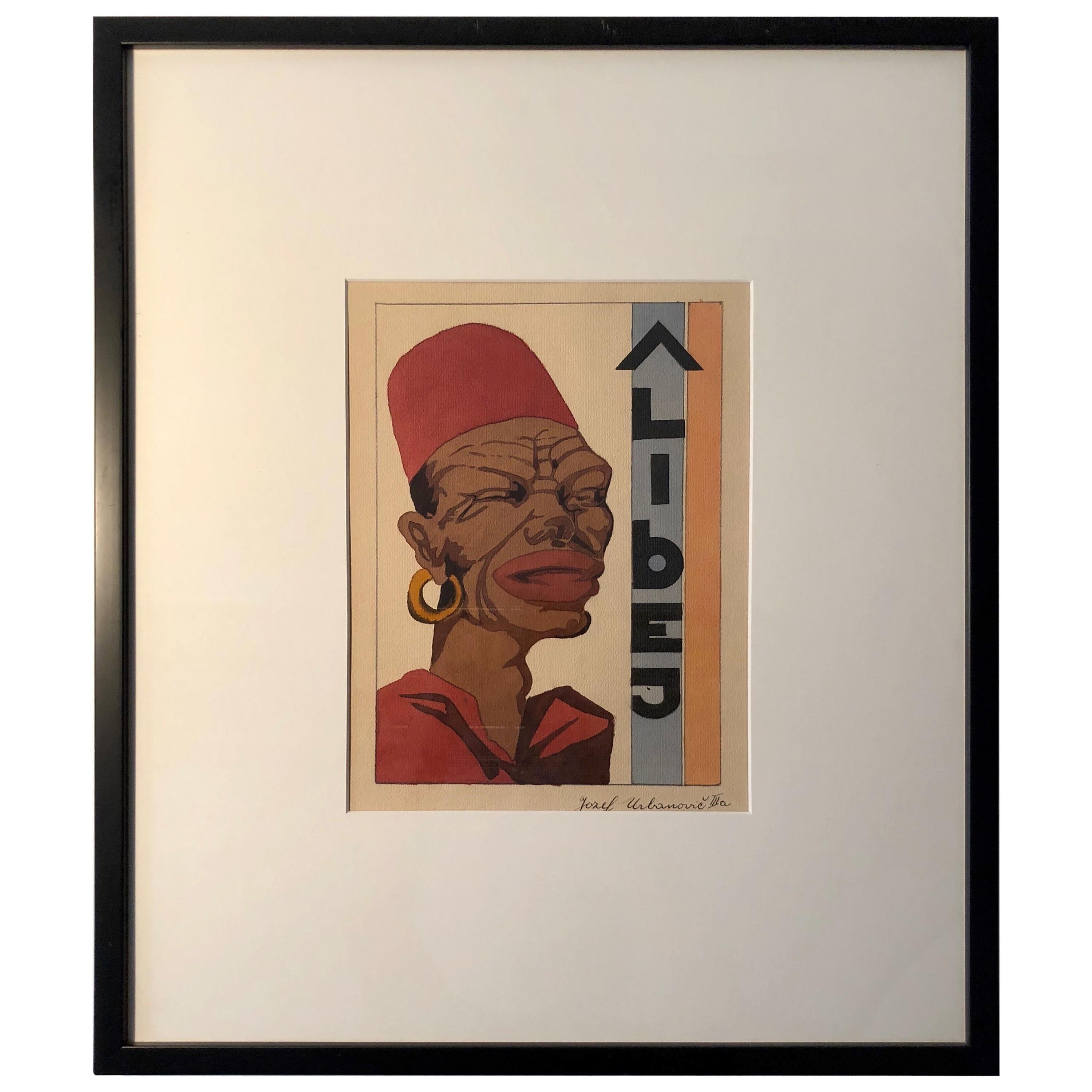 Watercolor, Advertising Study for Ali Bej from 1920s For Sale