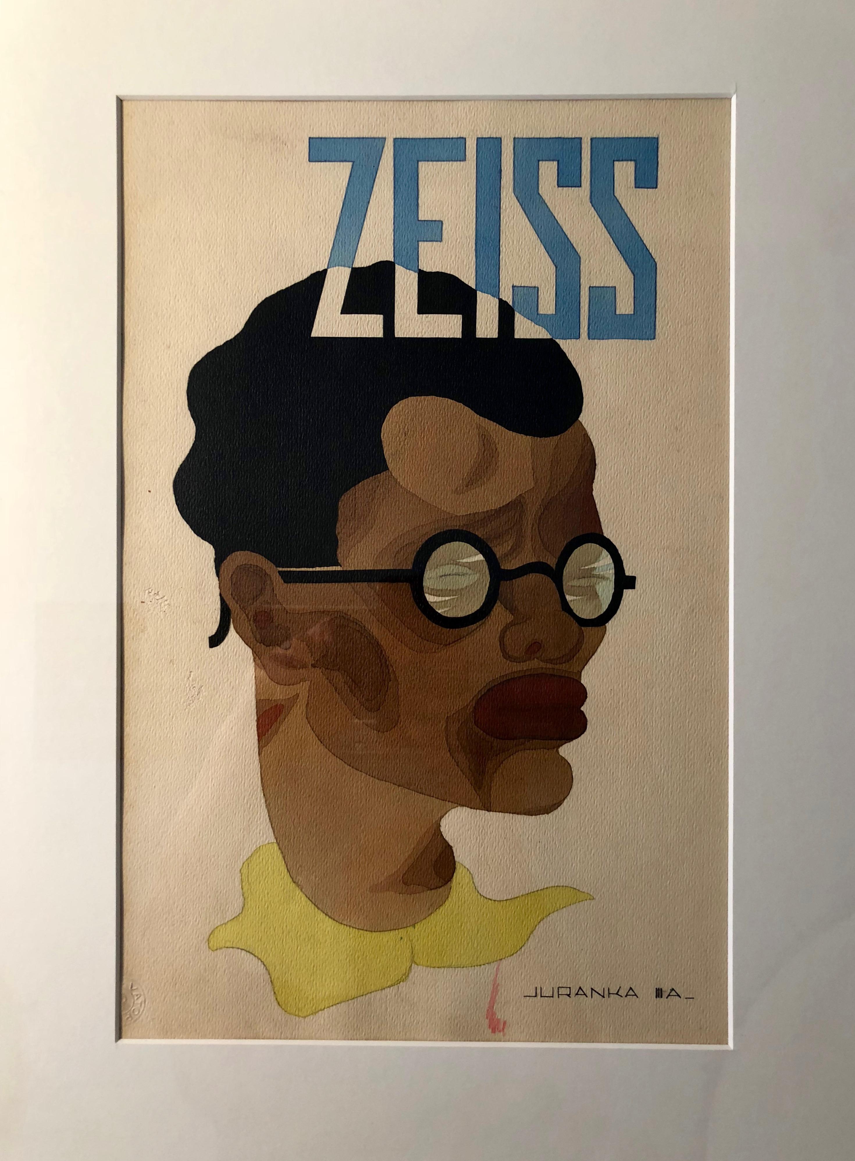 Watercolor advertising study for the optical company Zeiss, from 1920s.
The picture is signed: 