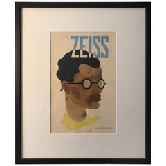 Aquarelle, étude publicitaire pour Zeiss des années 1920