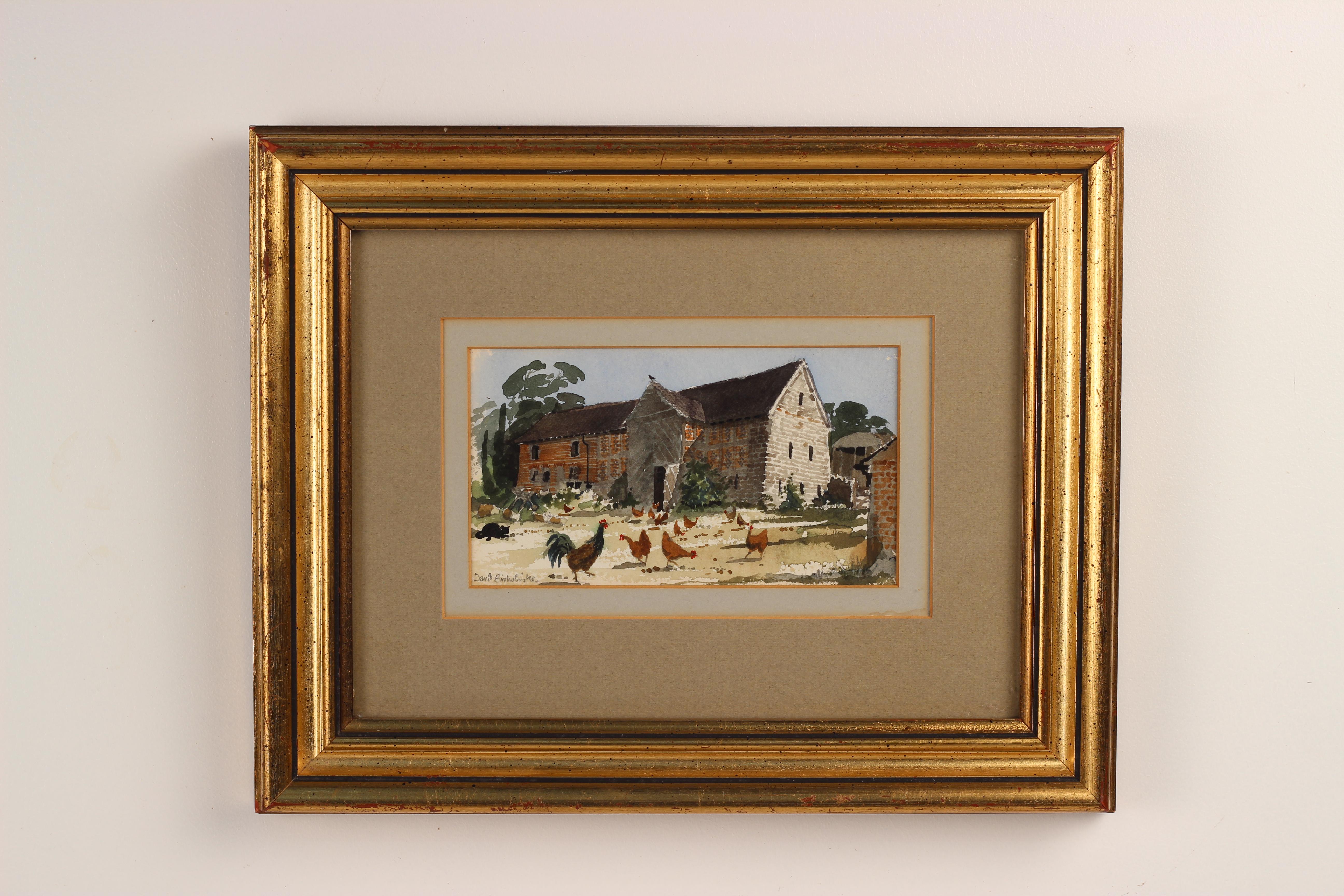 British Watercolour by Artist David Birtwhistle Entitled Barn Cat For Sale