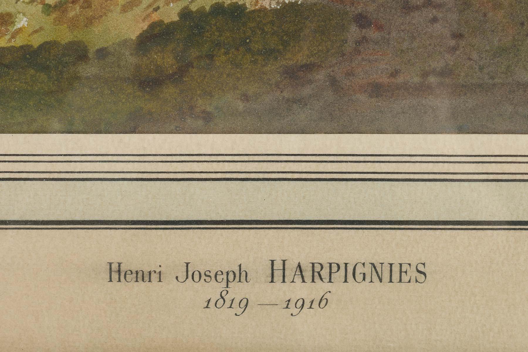 Art Nouveau Watercolour by Henri Joseph Harpignies ( 1819-1916). For Sale