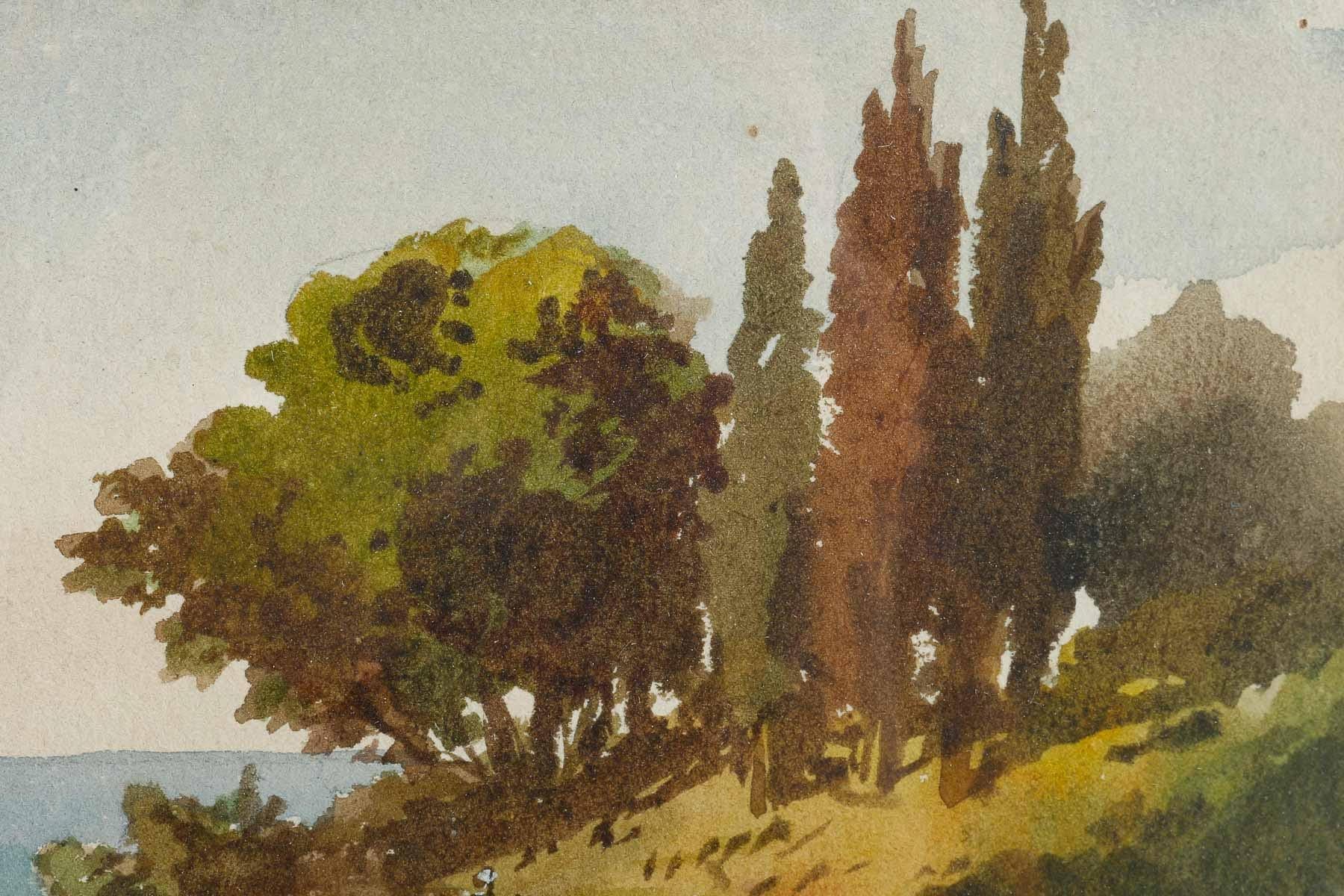 French Watercolour by Henri Joseph Harpignies ( 1819-1916). For Sale
