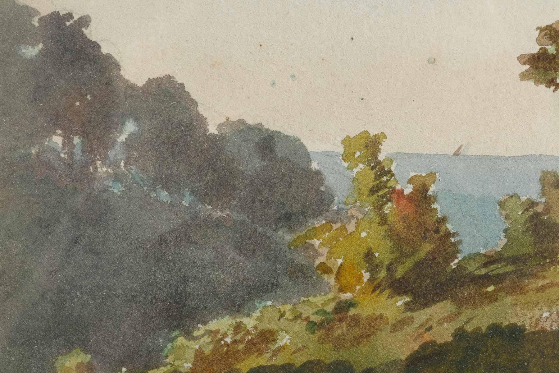 Watercolour by Henri Joseph Harpignies ( 1819-1916). In Good Condition For Sale In Saint-Ouen, FR