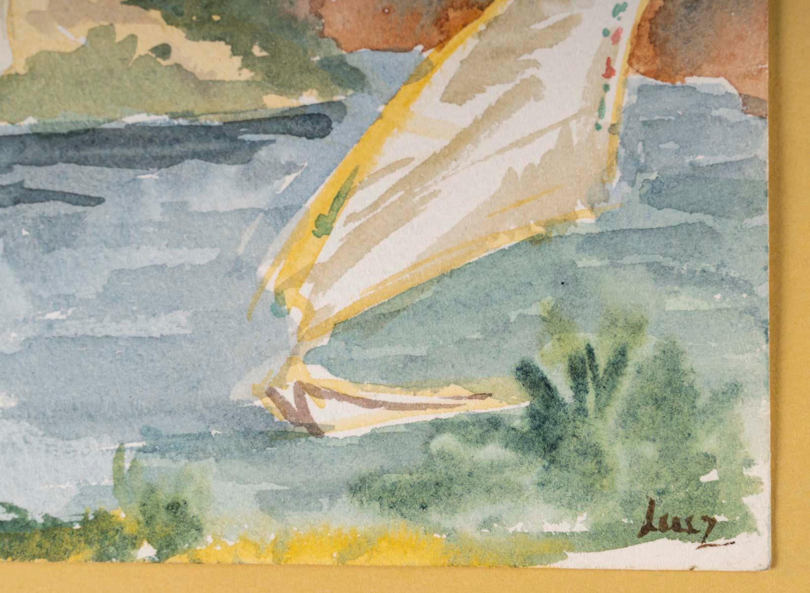 20ième siècle Dessin à l'aquarelle sur papier d'Evelyne Luez, 1960-80. en vente