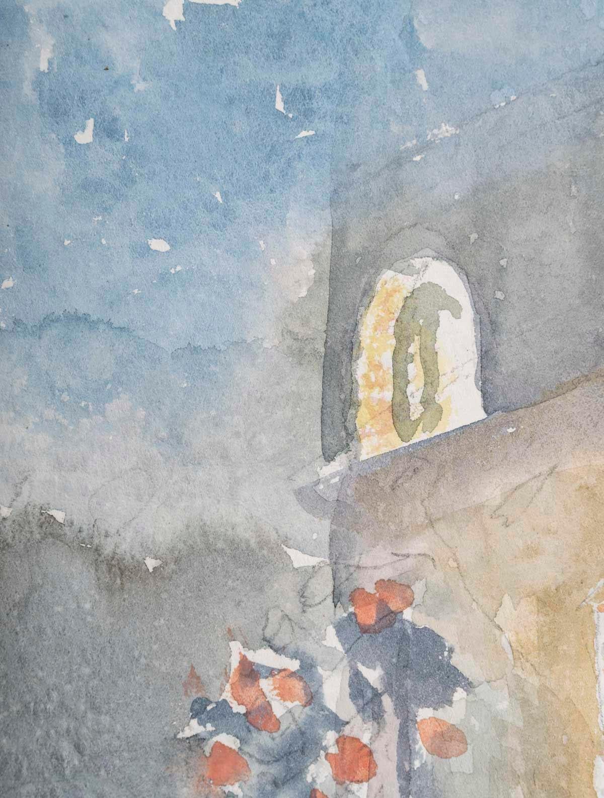 Watercolour Drawing on Paper by Evelyne Luez, 1980 In Good Condition For Sale In Saint-Ouen, FR