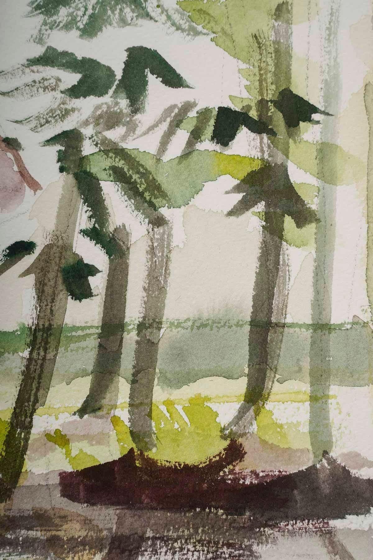 Watercolour in the Asian Style, 20th Century. In Good Condition For Sale In Saint-Ouen, FR