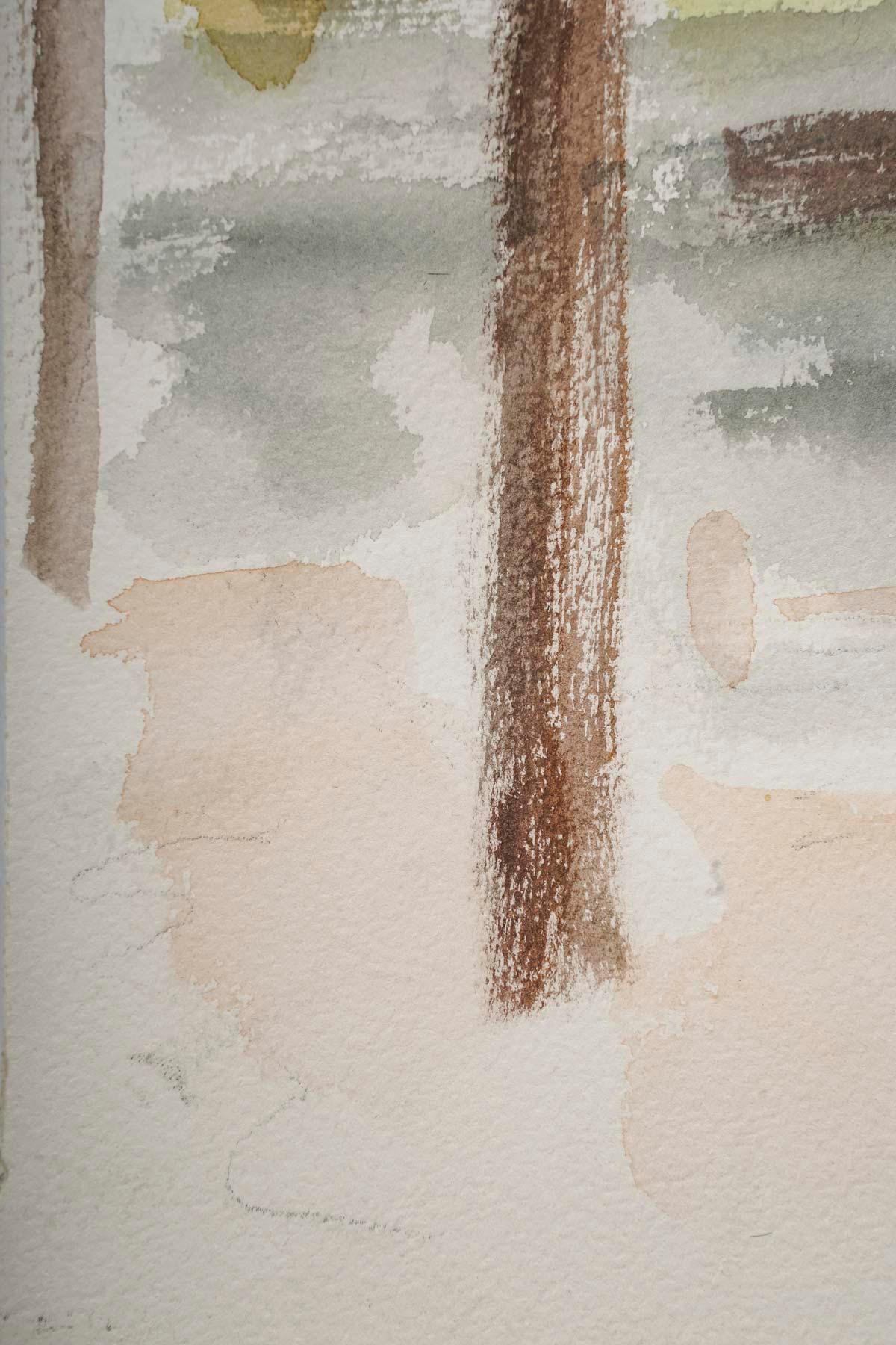 Paper Watercolour in the Asian Style, 20th Century. For Sale