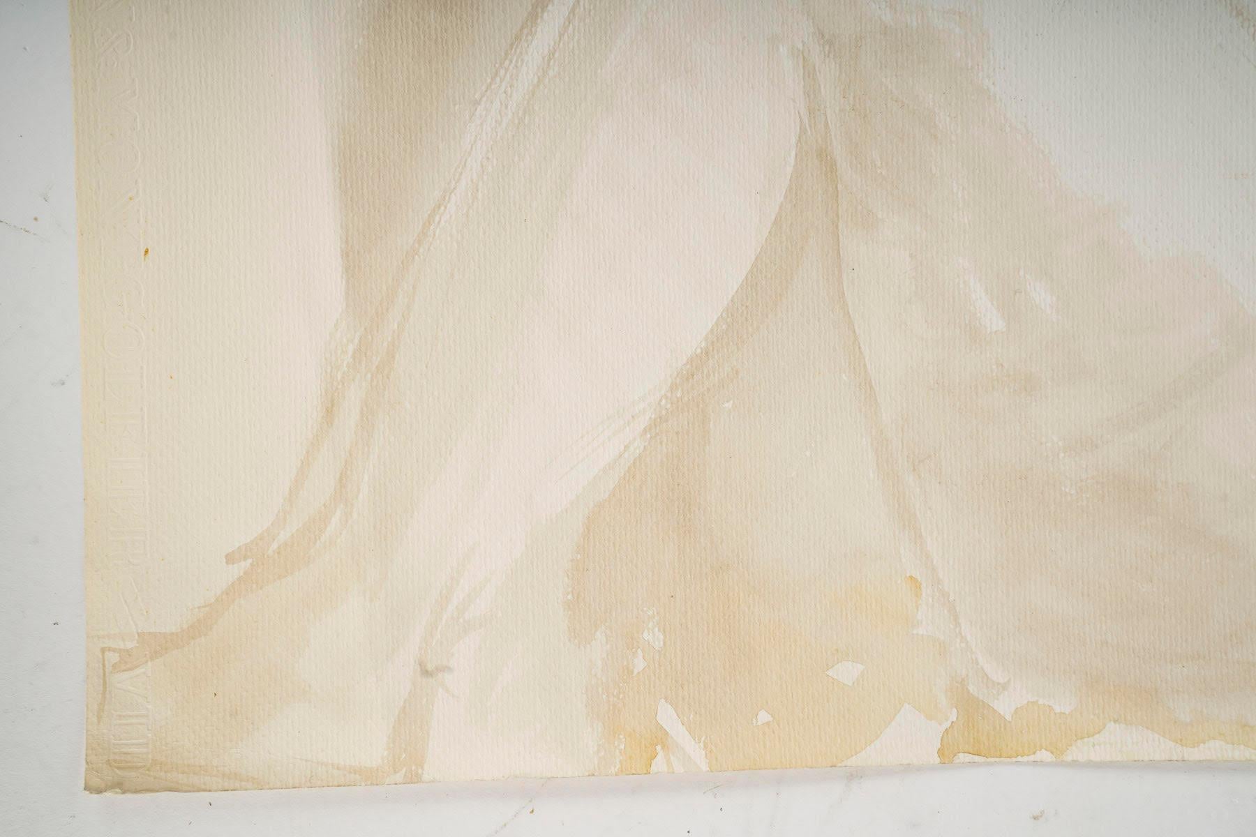 Aquarell eines schlafenden Babys in einem Kleid von Evelyne Luez, 20. Jahrhundert. (Französisch) im Angebot