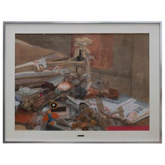 Watercolour of "Composition" by Manuel Alcorlo Barrero Year 1971, Signed Watercolour of "Composition" by Manuel Alcorlo Barrero Year 1971, Signed