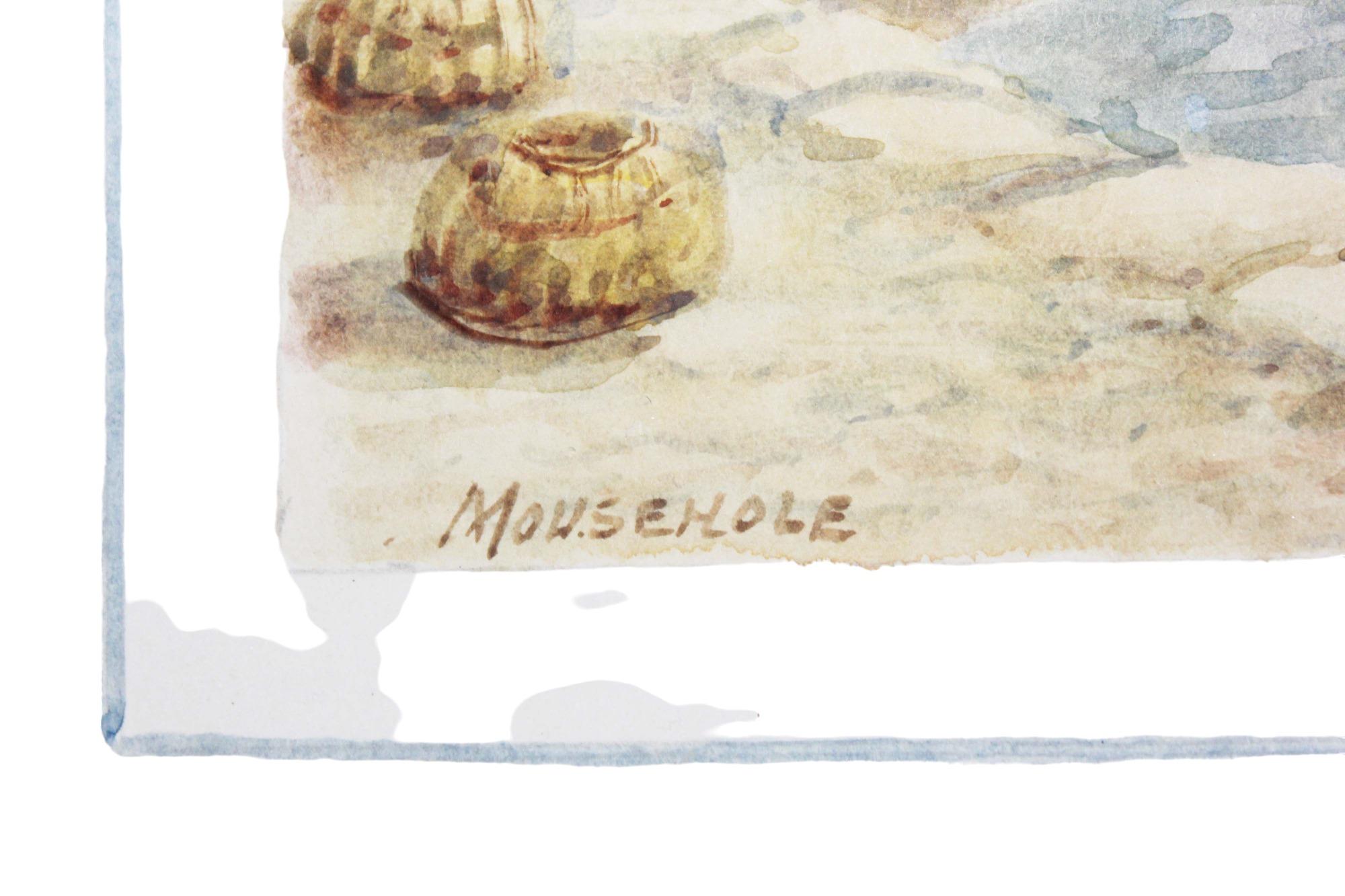British Watercolour of Mousehole, Cornwall, England by T H Victor For Sale