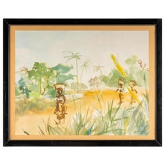 Watercolour on Luez paper, African Landscape