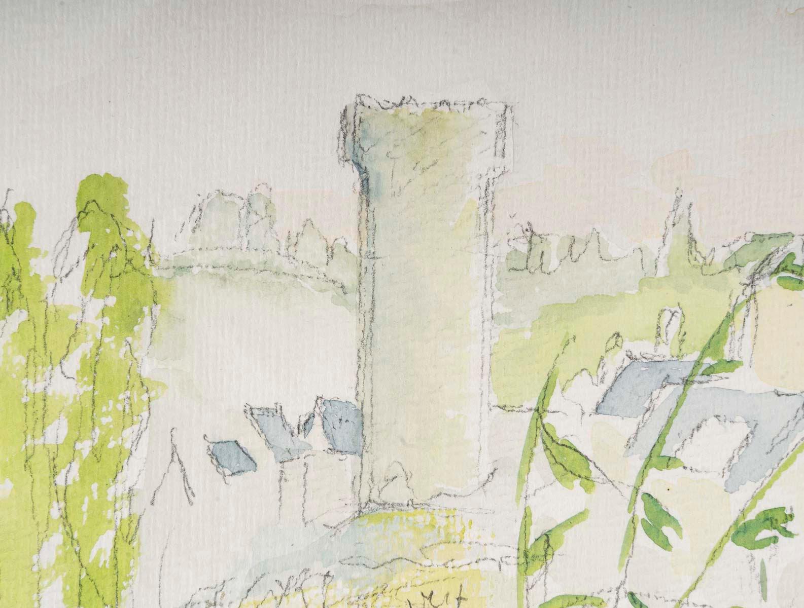 Français Aquarelle sur papier d'Evelyne Luez, 1960-1970. en vente