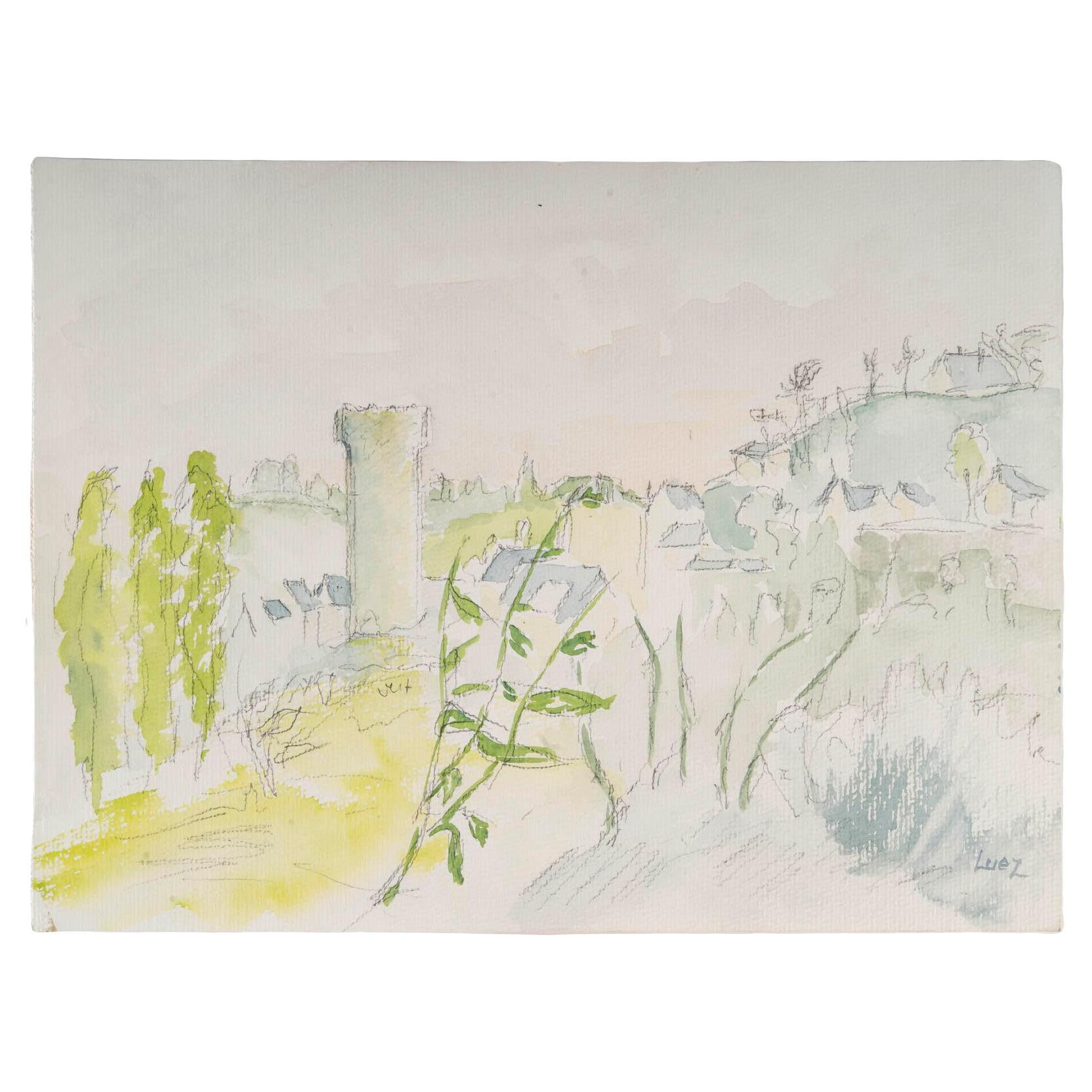 Watercolour on Paper by Evelyne Luez, 1960-1970.