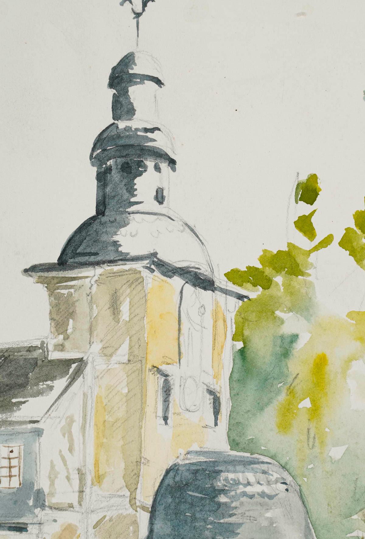 Aquarelle sur papier d'Evelyne Luez, 20e siècle.

Aquarelle sur papier représentant La Chapelle Sainte Catherine à Honfleur, 93 par Evelyne Luez, signée, 20e siècle.
H : 26cm, L : 36cm, D : 0,2cm