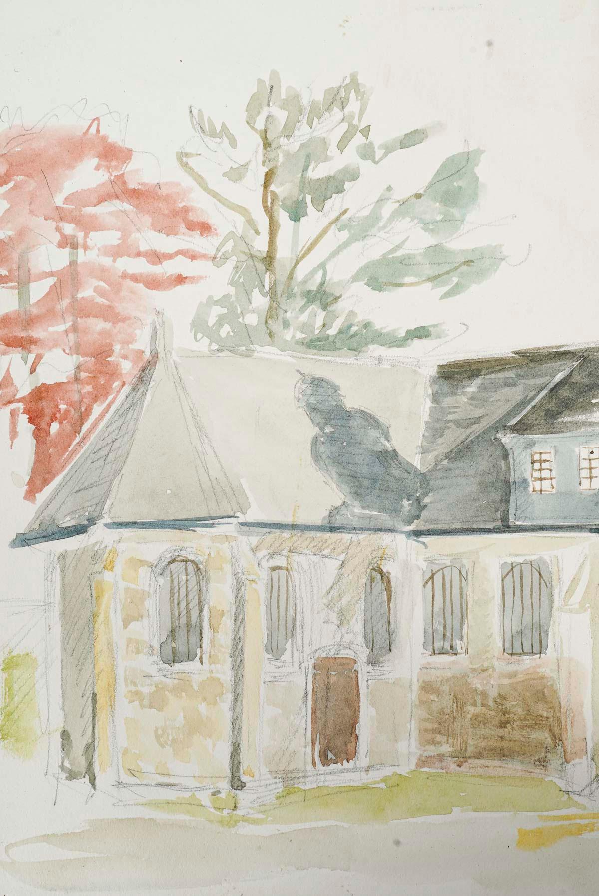 Aquarelle sur papier d'Evelyne Luez, 20e siècle. Bon état - En vente à Saint-Ouen, FR