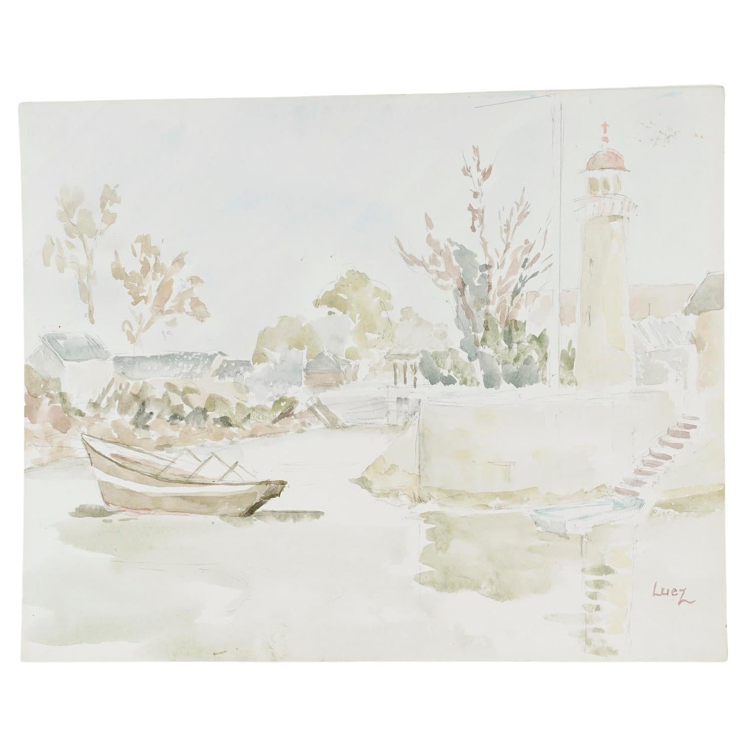 Watercolour on Paper by Evelyne Luez, 20th Century.
